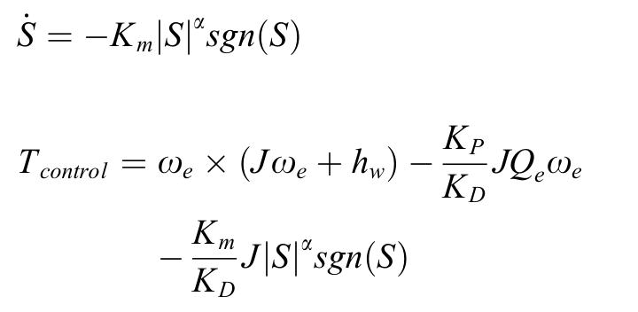 Published modified reaching law and resulting PD sliding-mode control torque.